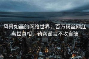 風景如畫的網絡世界，百萬粉絲網紅離世真相，勒索謠言不攻自破