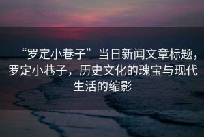 “羅定小巷子”當日新聞文章標題，羅定小巷子，歷史文化的瑰寶與現代生活的縮影