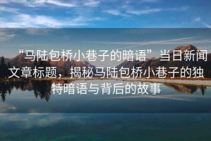 “馬陸包橋小巷子的暗語”當日新聞文章標題，揭秘馬陸包橋小巷子的獨特暗語與背后的故事