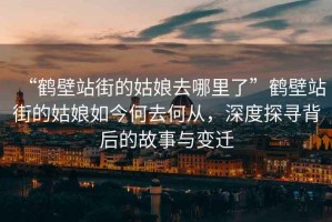“鶴壁站街的姑娘去哪里了”鶴壁站街的姑娘如今何去何從，深度探尋背后的故事與變遷