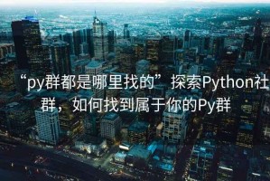 “py群都是哪里找的”探索Python社群，如何找到屬于你的Py群