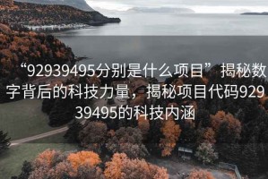 “92939495分別是什么項目”揭秘數字背后的科技力量，揭秘項目代碼92939495的科技內涵