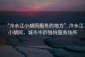 “冷水江小胡同服務的地方”冷水江小胡同，城市中的獨特服務場所