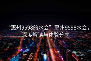 “惠州9598的水會”惠州9598水會，深度解讀與體驗分享