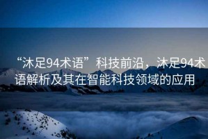“沐足94術語”科技前沿，沐足94術語解析及其在智能科技領域的應用