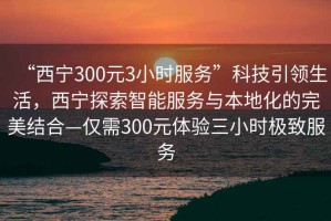 “西寧300元3小時服務”科技引領生活，西寧探索智能服務與本地化的完美結合—僅需300元體驗三小時極致服務