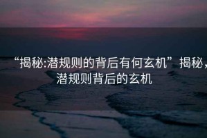 “揭秘:潛規則的背后有何玄機”揭秘，潛規則背后的玄機