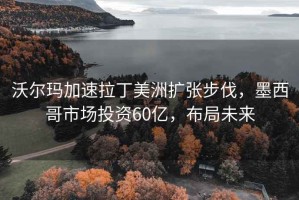 沃爾瑪加速拉丁美洲擴張步伐，墨西哥市場投資60億，布局未來