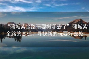 “蒲城紫金路玩耍搬哪去了”蒲城紫金路的變遷，尋找新的玩耍好去處