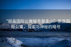 “麗晶國際公寓暗號是多少”麗晶國際公寓，探索與神秘的暗號