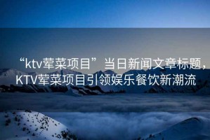 “ktv葷菜項目”當(dāng)日新聞文章標(biāo)題，KTV葷菜項目引領(lǐng)娛樂餐飲新潮流