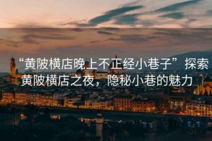 “黃陂橫店晚上不正經小巷子”探索黃陂橫店之夜，隱秘小巷的魅力