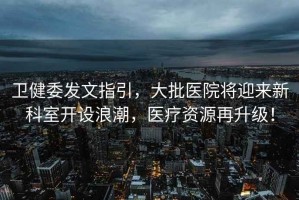 衛(wèi)健委發(fā)文指引，大批醫(yī)院將迎來(lái)新科室開(kāi)設(shè)浪潮，醫(yī)療資源再升級(jí)！
