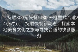 “撫順300元快餐1130.去哪里找合適24小時.cc”撫順快餐新動態(tài)，探索本地美食文化之旅與尋找合適的快餐服務