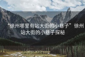 “徐州哪里有站大街的小巷子”徐州站大街的小巷子探秘