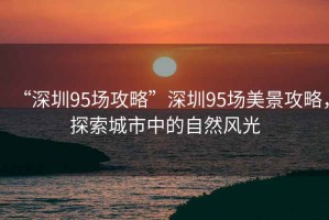 “深圳95場(chǎng)攻略”深圳95場(chǎng)美景攻略，探索城市中的自然風(fēng)光