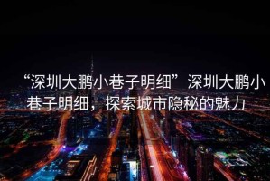 “深圳大鵬小巷子明細”深圳大鵬小巷子明細，探索城市隱秘的魅力