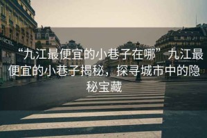 “九江最便宜的小巷子在哪”九江最便宜的小巷子揭秘，探尋城市中的隱秘寶藏