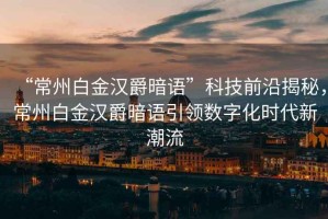 “常州白金漢爵暗語”科技前沿揭秘，常州白金漢爵暗語引領數(shù)字化時代新潮流