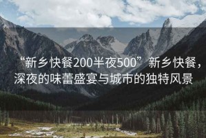 “新鄉快餐200半夜500”新鄉快餐，深夜的味蕾盛宴與城市的獨特風景