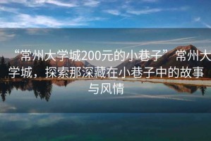 “常州大學(xué)城200元的小巷子”常州大學(xué)城，探索那深藏在小巷子中的故事與風(fēng)情