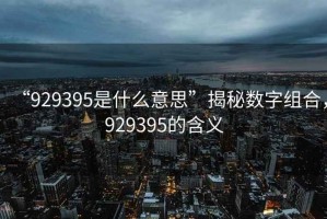 “929395是什么意思”揭秘?cái)?shù)字組合，929395的含義