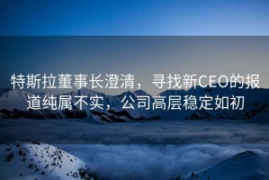 特斯拉董事長(zhǎng)澄清，尋找新CEO的報(bào)道純屬不實(shí)，公司高層穩(wěn)定如初