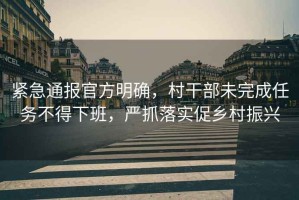 緊急通報官方明確，村干部未完成任務(wù)不得下班，嚴(yán)抓落實促鄉(xiāng)村振興