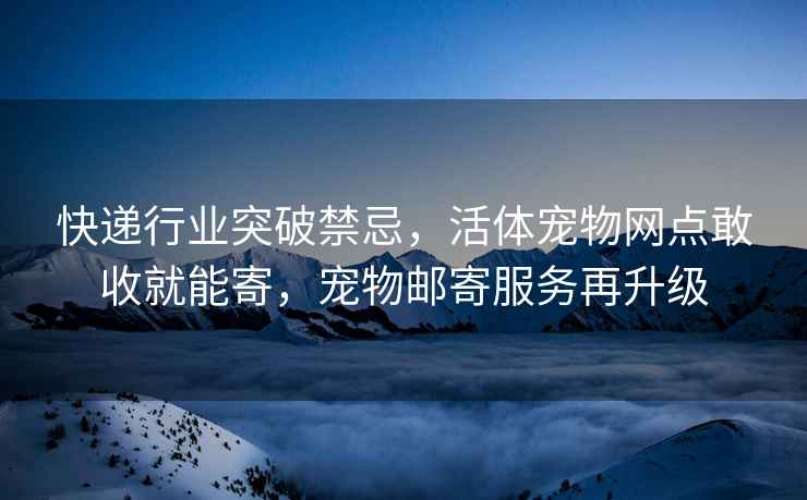 快遞行業突破禁忌，活體寵物網點敢收就能寄，寵物郵寄服務再升級