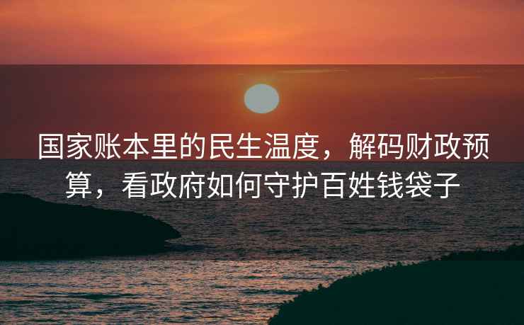 國家賬本里的民生溫度，解碼財政預算，看政府如何守護百姓錢袋子