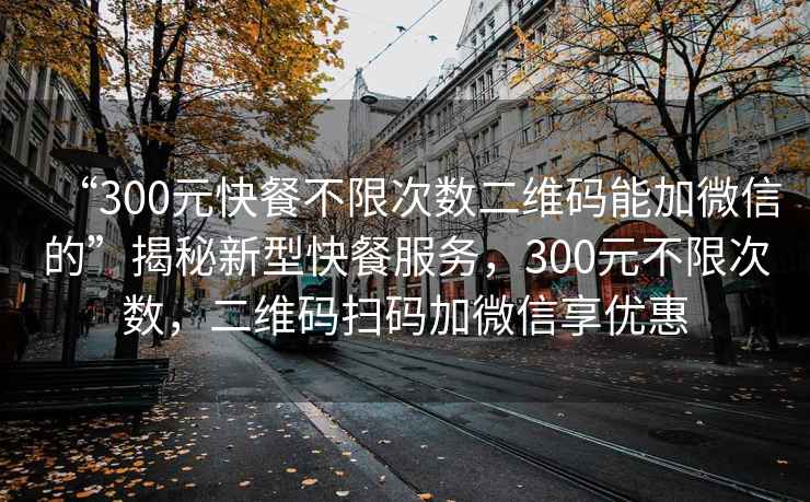 “300元快餐不限次數二維碼能加微信的”揭秘新型快餐服務，300元不限次數，二維碼掃碼加微信享優惠