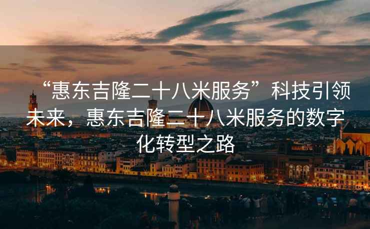 “惠東吉隆二十八米服務”科技引領未來，惠東吉隆二十八米服務的數字化轉型之路