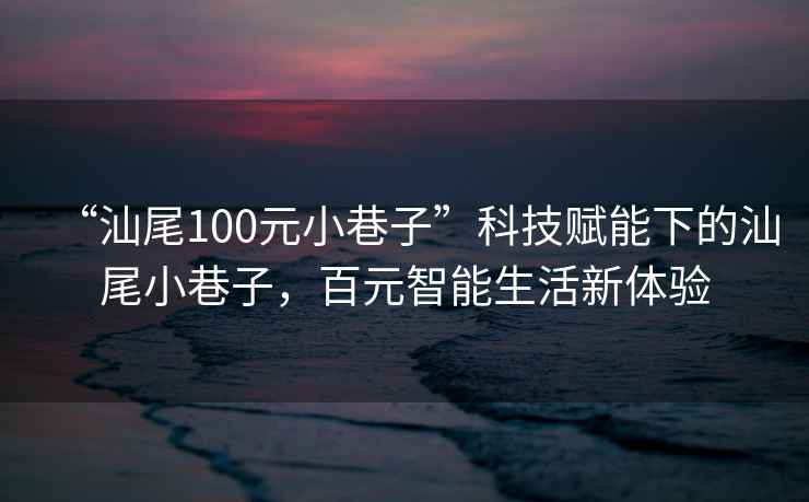 “汕尾100元小巷子”科技賦能下的汕尾小巷子，百元智能生活新體驗(yàn)