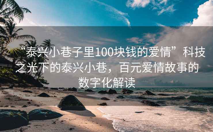 “泰興小巷子里100塊錢的愛情”科技之光下的泰興小巷，百元愛情故事的數字化解讀