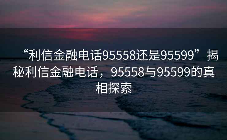“利信金融電話95558還是95599”揭秘利信金融電話，95558與95599的真相探索