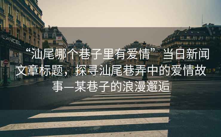 “汕尾哪個巷子里有愛情”當日新聞文章標題，探尋汕尾巷弄中的愛情故事—某巷子的浪漫邂逅