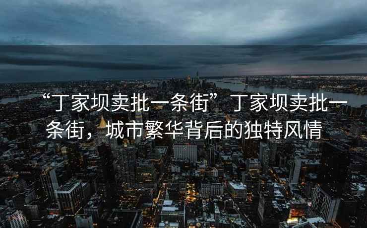 “丁家壩賣批一條街”丁家壩賣批一條街，城市繁華背后的獨特風情