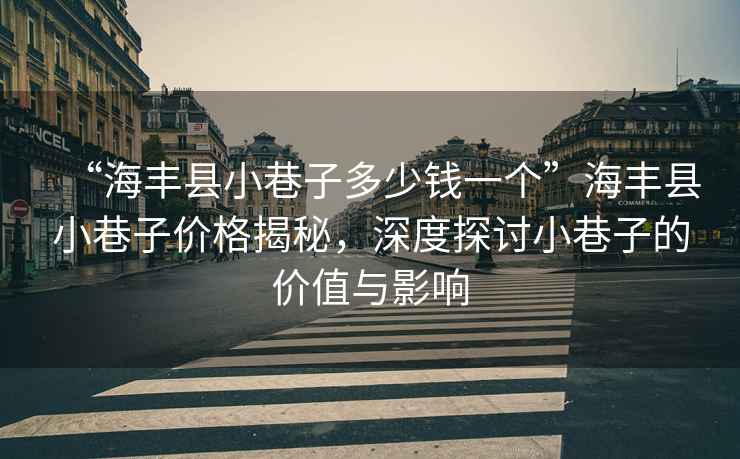 “海豐縣小巷子多少錢一個”海豐縣小巷子價格揭秘，深度探討小巷子的價值與影響