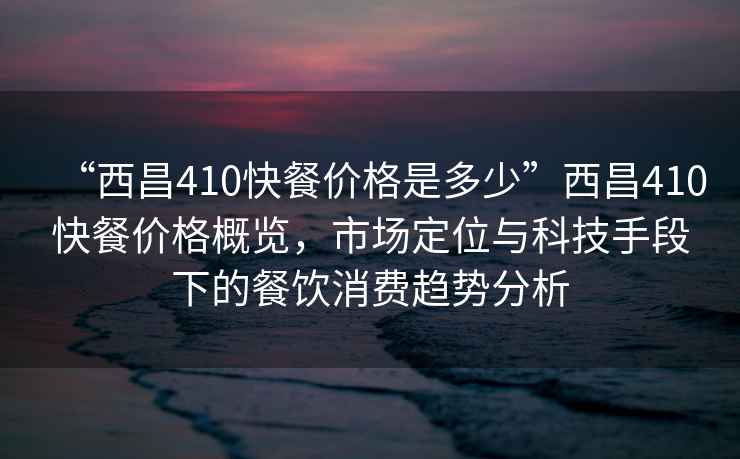“西昌410快餐價格是多少”西昌410快餐價格概覽，市場定位與科技手段下的餐飲消費趨勢分析