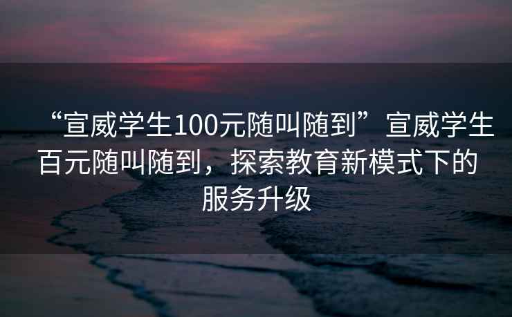 “宣威學生100元隨叫隨到”宣威學生百元隨叫隨到，探索教育新模式下的服務升級