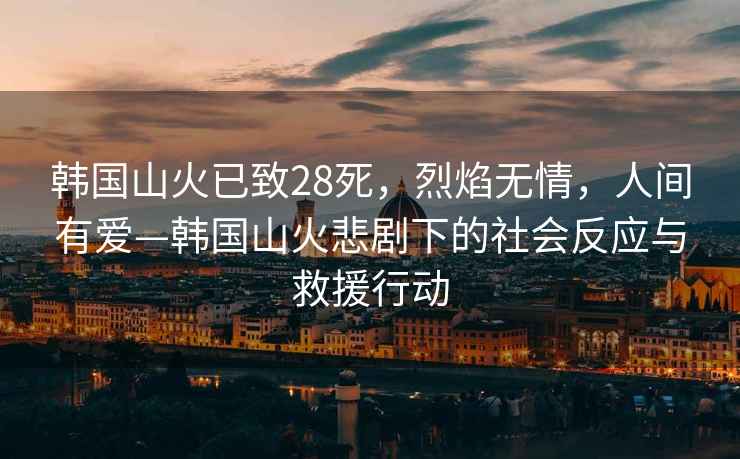 韓國山火已致28死，烈焰無情，人間有愛—韓國山火悲劇下的社會反應與救援行動