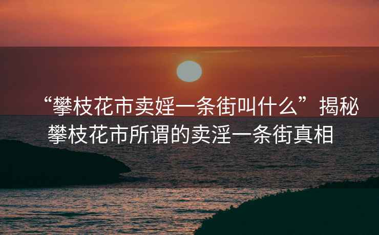 “攀枝花市賣婬一條街叫什么”揭秘攀枝花市所謂的賣淫一條街真相
