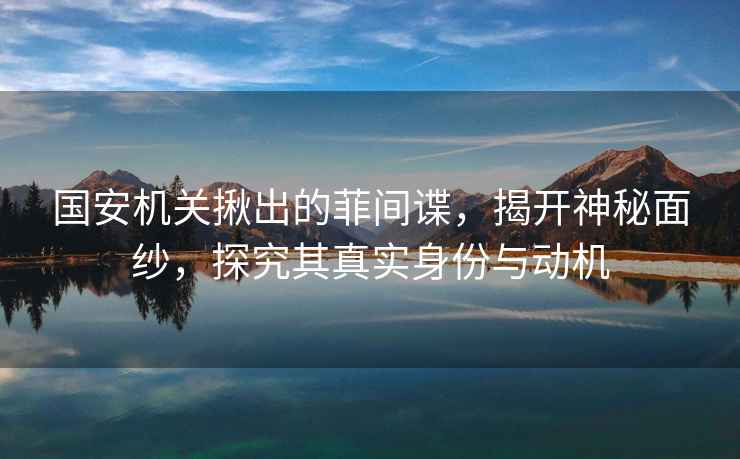 國安機關揪出的菲間諜，揭開神秘面紗，探究其真實身份與動機