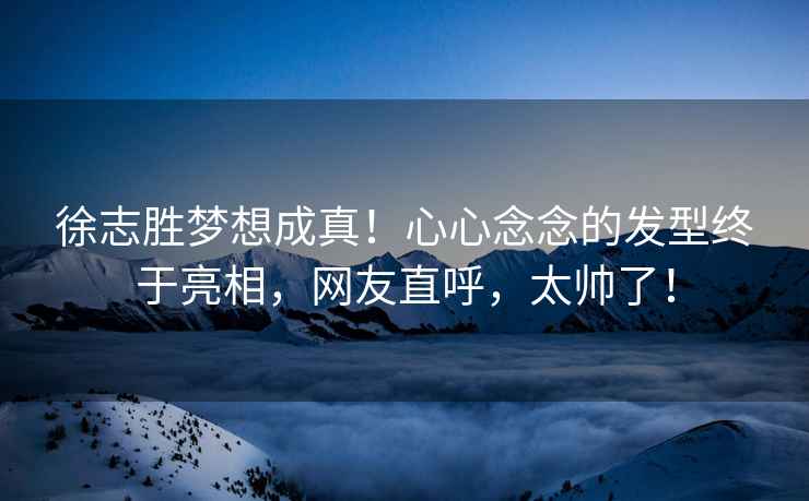 徐志勝夢想成真！心心念念的發型終于亮相，網友直呼，太帥了！