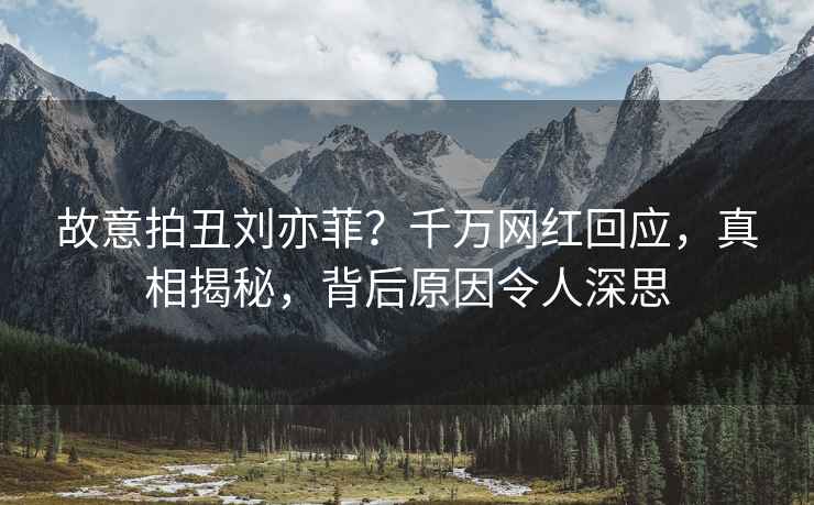 故意拍丑劉亦菲？千萬網(wǎng)紅回應(yīng)，真相揭秘，背后原因令人深思
