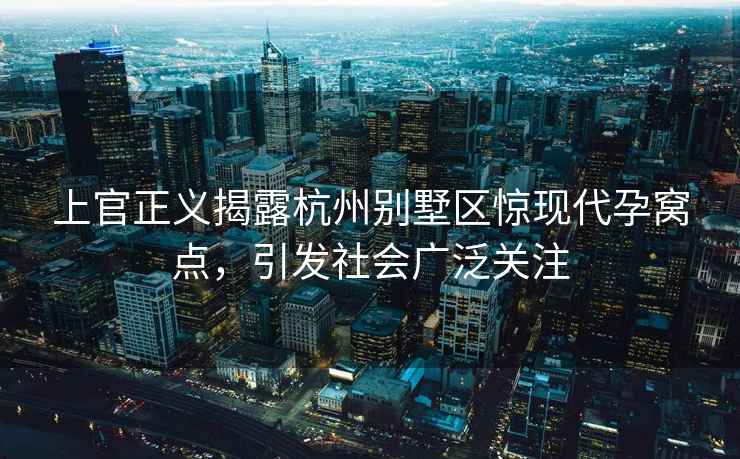 上官正義揭露杭州別墅區驚現代孕窩點，引發社會廣泛關注