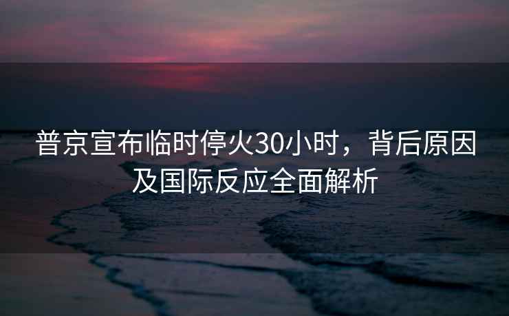 普京宣布臨時?；?0小時，背后原因及國際反應全面解析
