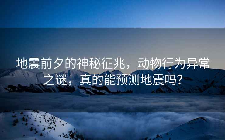 地震前夕的神秘征兆，動物行為異常之謎，真的能預測地震嗎？