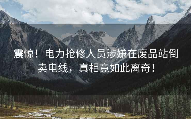 震驚！電力搶修人員涉嫌在廢品站倒賣電線，真相竟如此離奇！