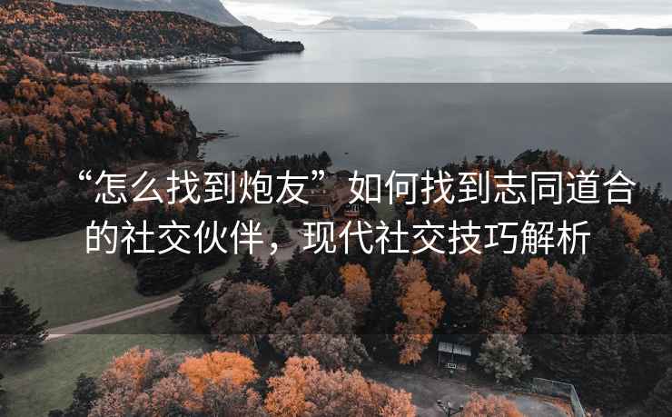 “怎么找到炮友”如何找到志同道合的社交伙伴，現代社交技巧解析